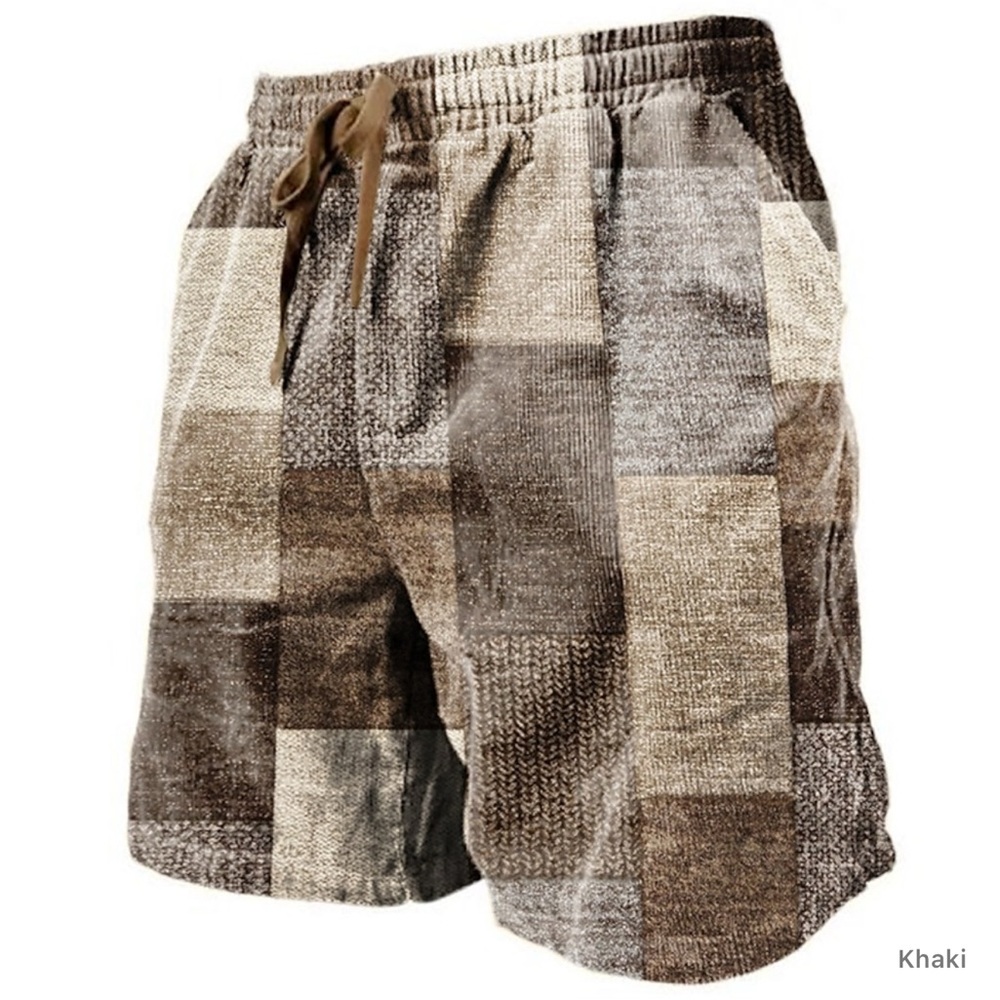 Men's Graphic Color Block Patchwork Shorts Summer Shorts Size 3XL